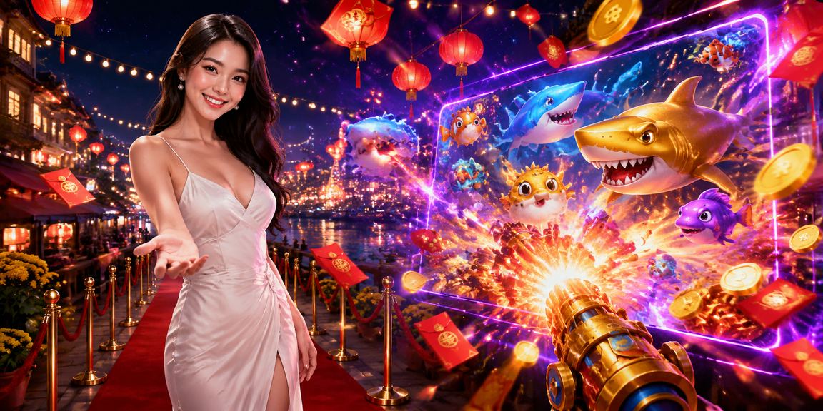 Trò chơi bắn cá tại khu nghỉ dưỡng Phú Quốc với ánh đèn lồng rực rỡ